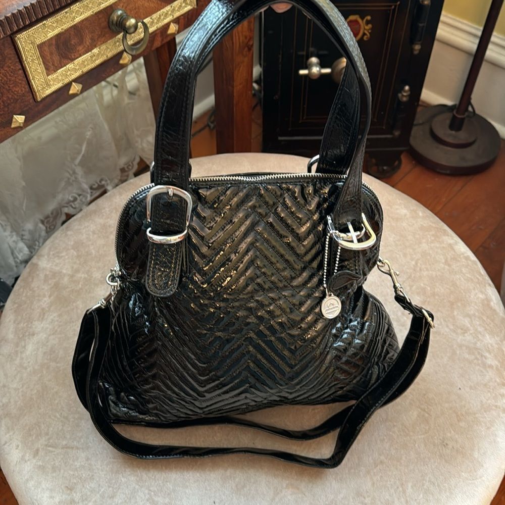 *Big Buddah* Large Quilted Black Patent Shoulder Bag EUC - Picture 8 of 10